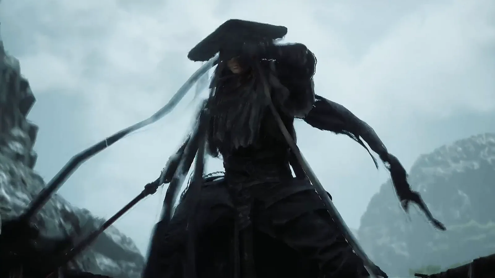A straw-hatted swordfighter raises two blades in official Phantom Blade Zero footage