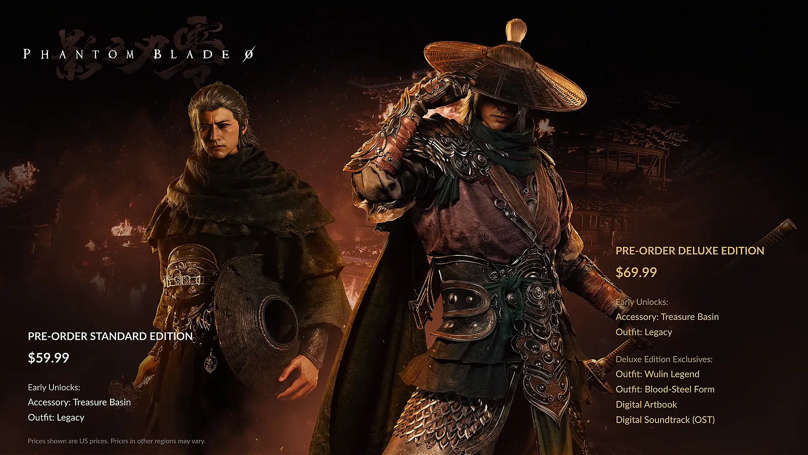 Standard and Deluxe pre-order editions displayed in the official Phantom Blade Zero trailer