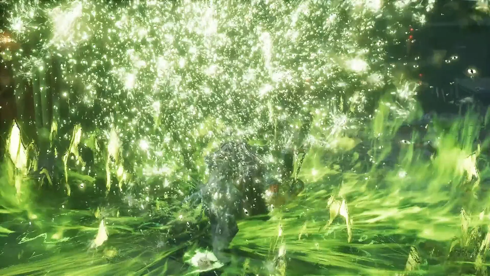 A luminous green grove shown in official Phantom Blade Zero footage