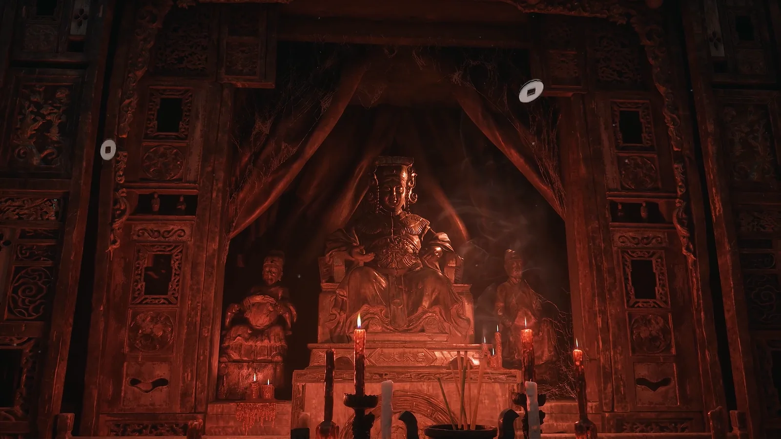 A red-lit shrine interior in official Phantom Blade Zero footage
