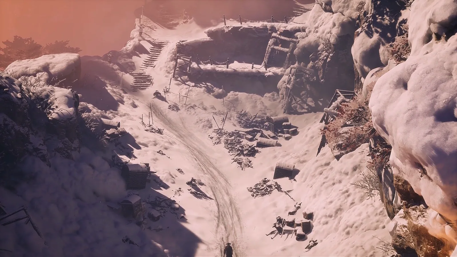 A snow-covered mountain settlement in official Phantom Blade Zero footage